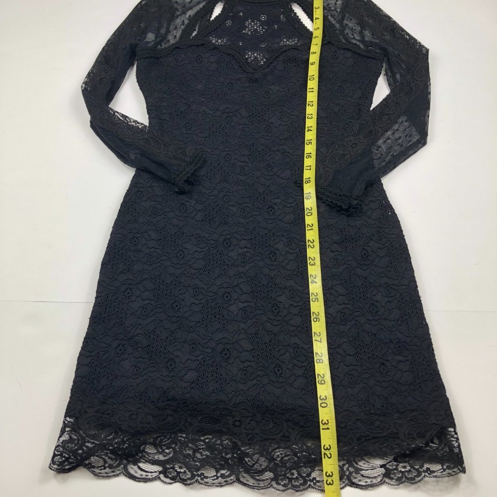 Free People Lace Witchy Wimsigoth Fairy Grunge Open Back Dress Dark Romantic - Picture 10 of 15